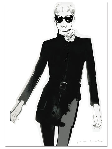 Saint Laurent Black Suit, white flower